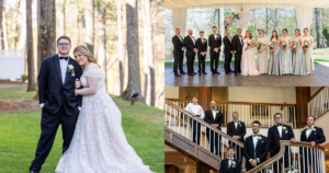 Bride and groom sharing romantic moments at their Connecticut wedding, featuring the bride in an elegant lace gown with soft waves and bridal makeup by KiSSandMaKeUp.